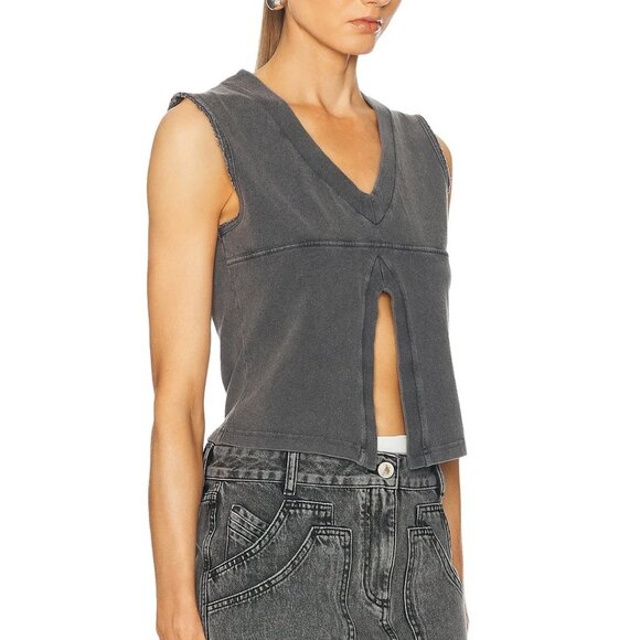 Alexander Wang V-Neck Tank Top in Faded Black - Picture 7 of 13